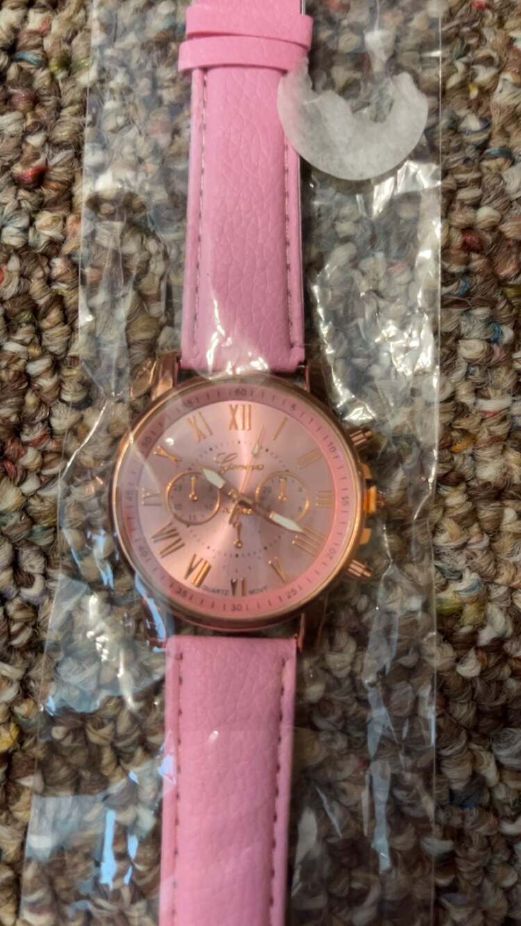 Geneva Women's Quartz Analog Watch with Pink Faux Leather Strap and Rose Gold-To